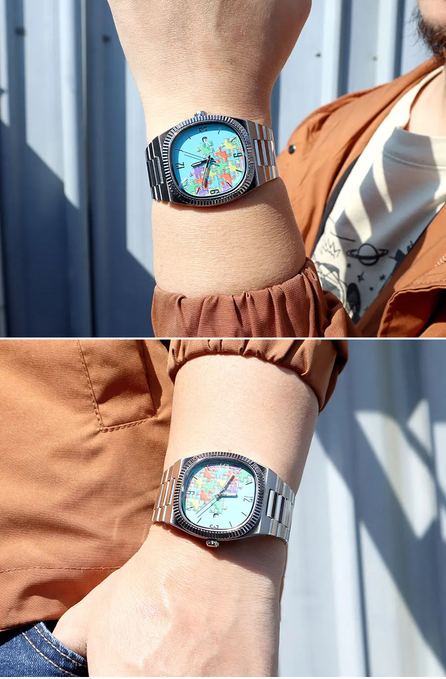 Vintage Cartoon Men's Quartz Watch – Water Resistant Steel Strap with Calendar
