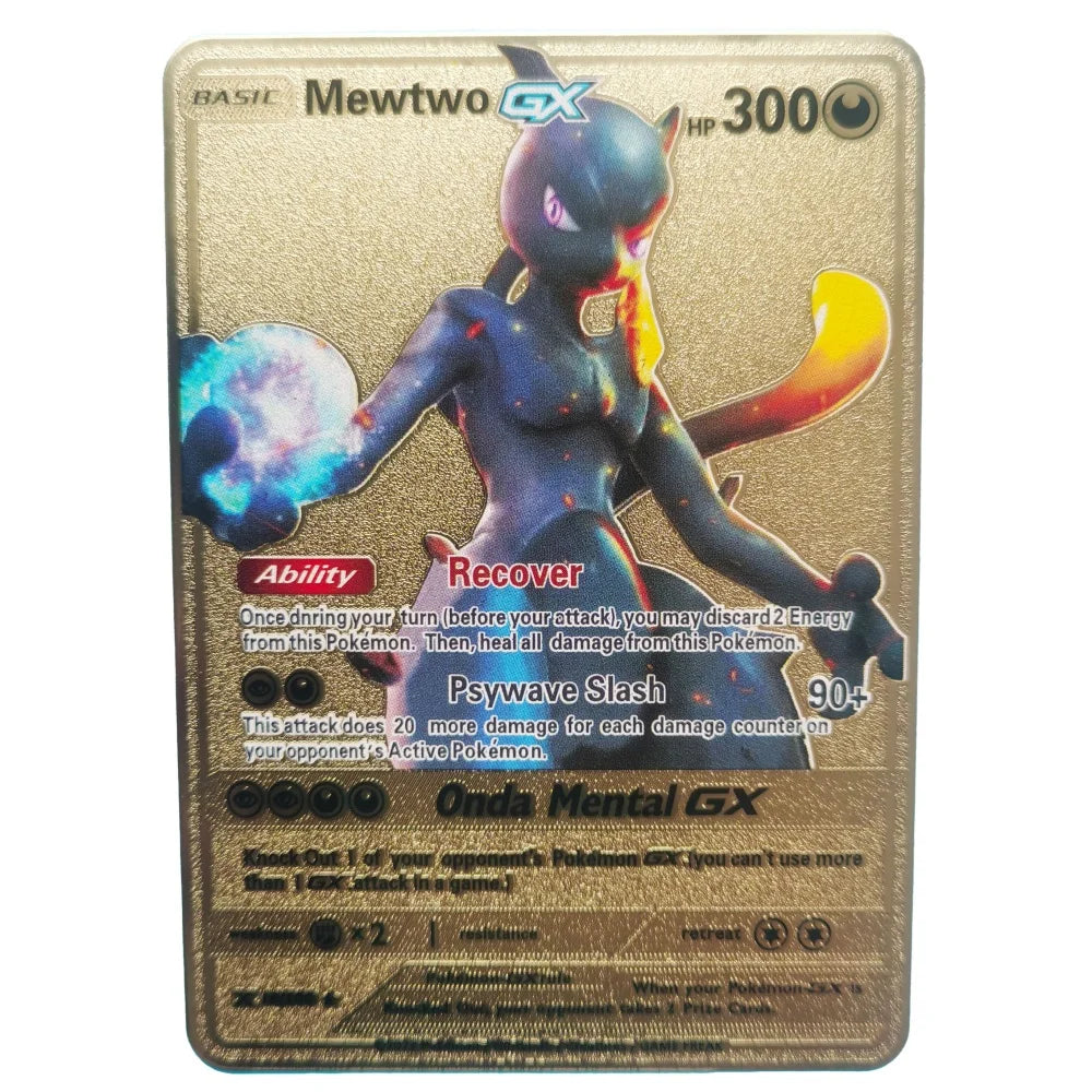 Pokemon Gold Metal Cards – 20 Styles Mewtwo, Pikachu GX & Charizard VMAX Set