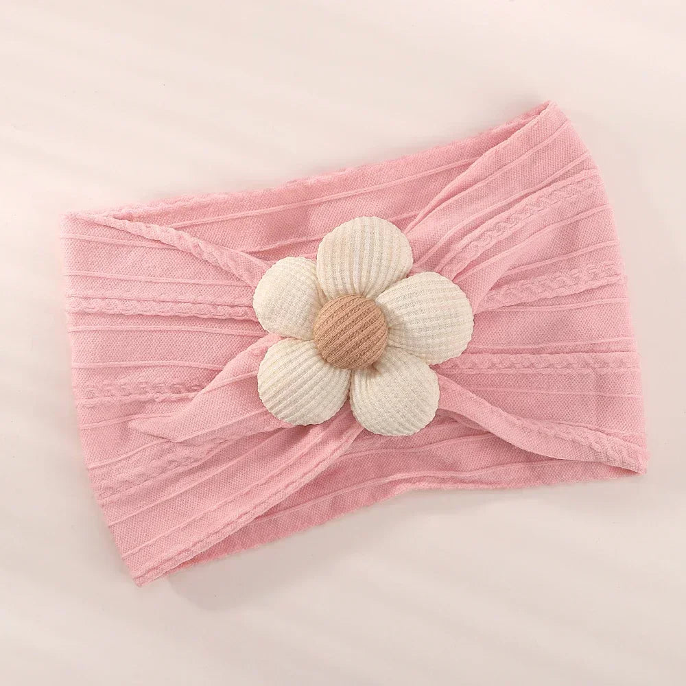 Baby Nylon Headscarf – Handmade Flower Elastic Headband for Newborns Ages 0–1