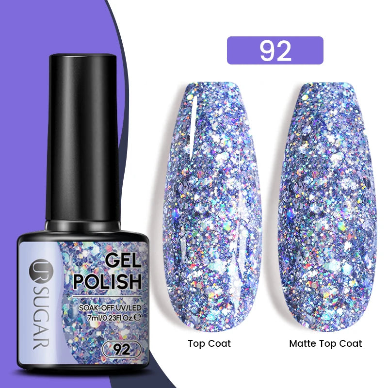 Glitter Gel Nail Polish – Semi-Permanent UV LED Gel with Sparkling Shimmer Finish