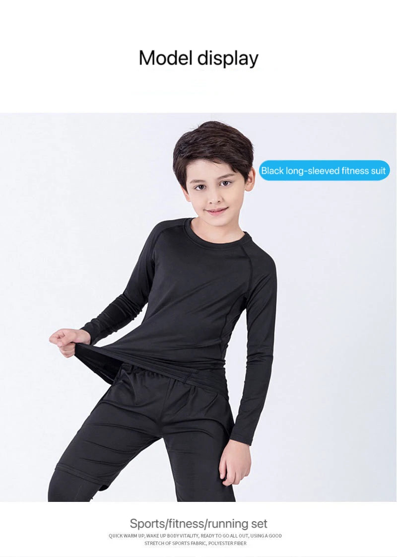 Boys Sports Compression Set - 2-Piece Athletic Base Layer for Basketball, Soccer & Training (Ages 7-13)