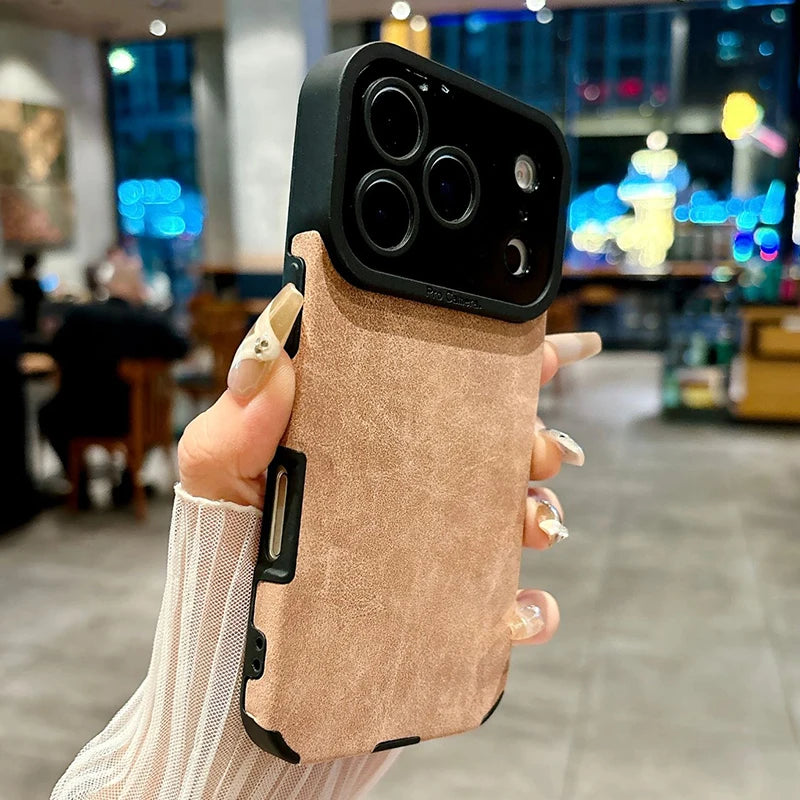 Luxury Leather Shockproof iPhone Case – Matte Lambskin