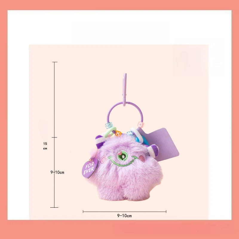 Monster Plush Toy Keychain with Colorful Chain, Creative Doll Bag Charm Pendant, Cute Gift for Kids Women Men for Backpack Purse