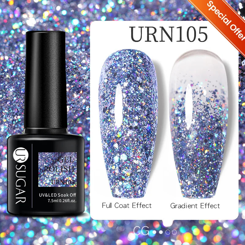 Glitter Gel Nail Polish – Semi-Permanent UV LED Gel with Sparkling Shimmer Finish