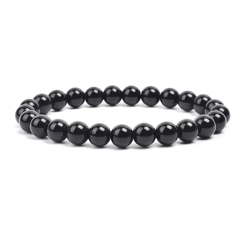 Natural Stone Beads Bracelet – Amethyst, Quartz, Jade & Agate Healing Bangle