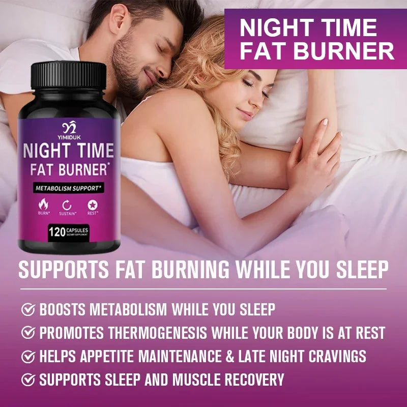 Night Time Fat Burner with Melatonin - Sleep Support & Metabolism Booster