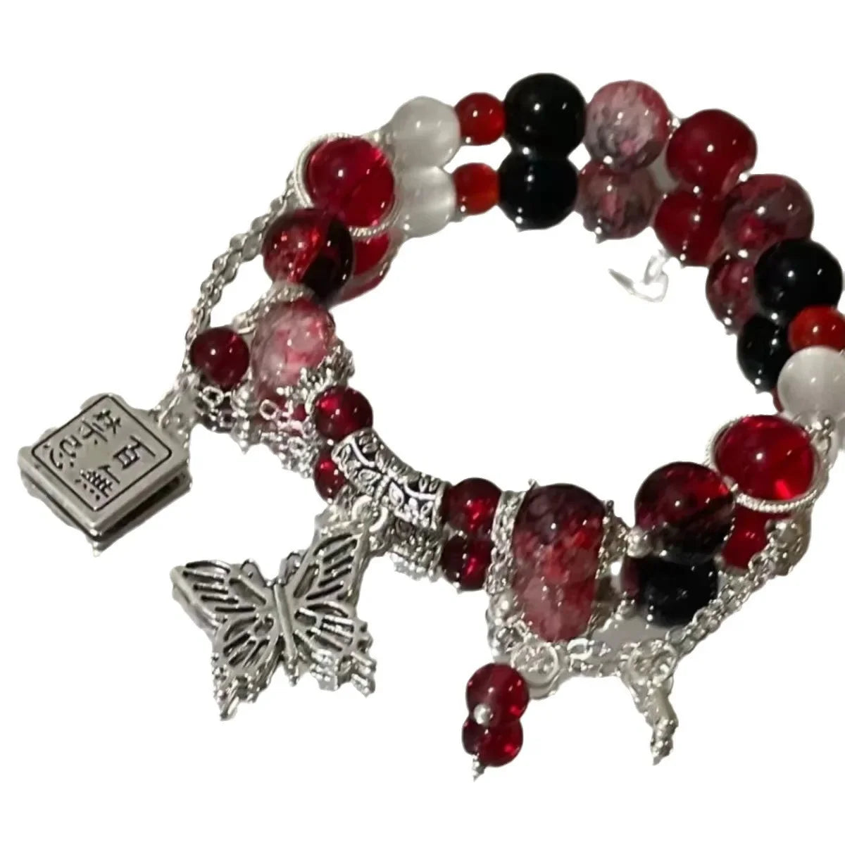 Butterfly Beaded Chain Bracelet for Women - Purple