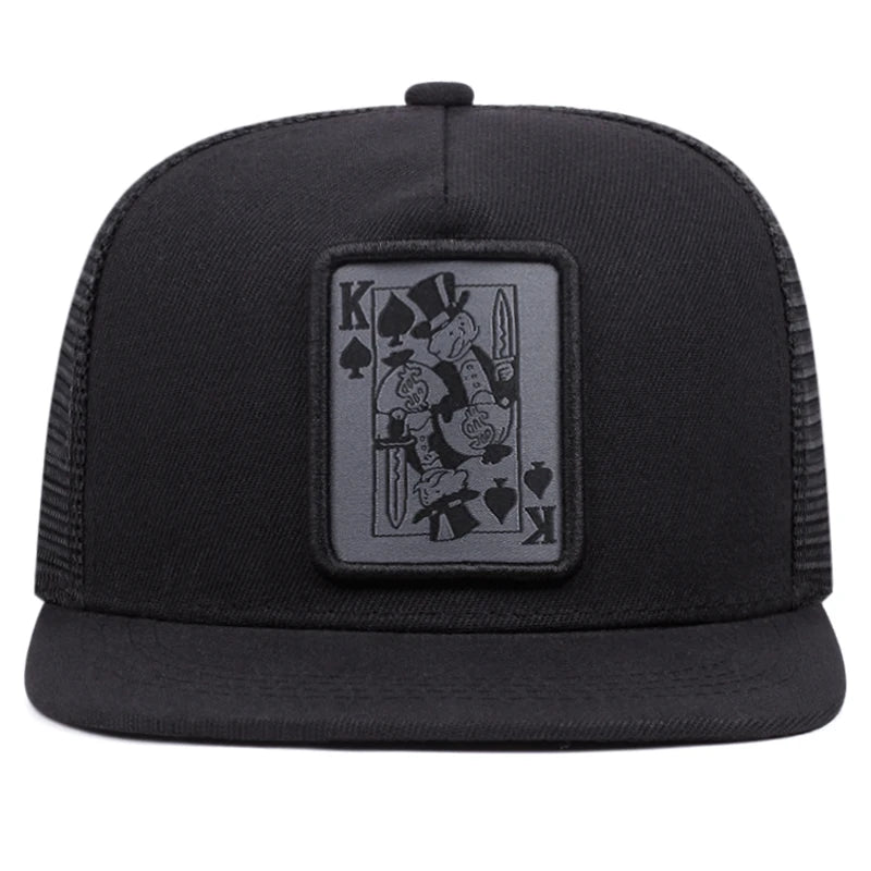 Playing Card Baseball Cap - Adjustable Snapback Trucker Hat for Fishing & Casual Wear