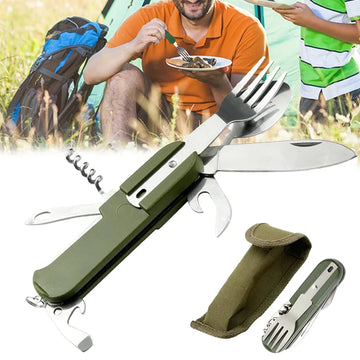 Multifunctional folding tableware Fork Spoon Knife Picnic Camping gadgets survival outdoor multitool camp cutlery combinatio