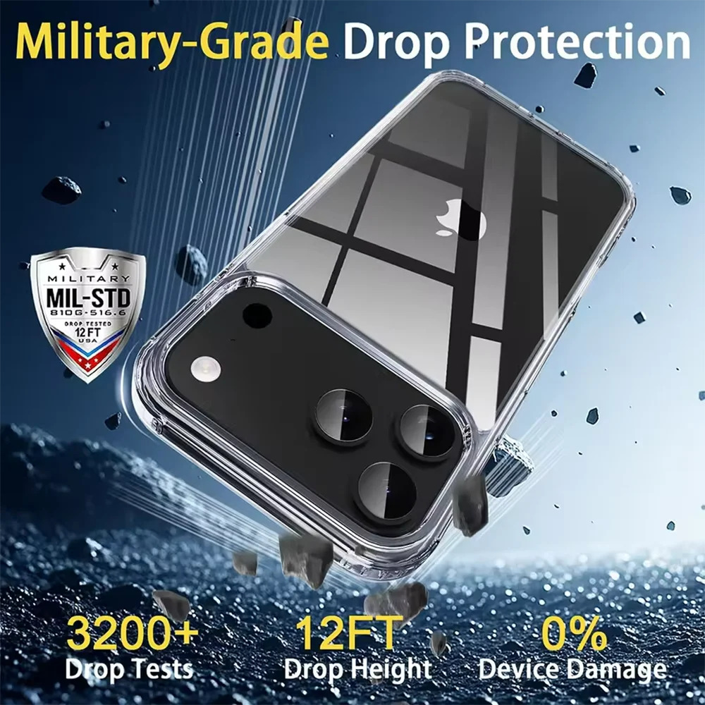 🔥 SALE! Clear Shockproof Case for iPhone 17 Pro Max - Crystal Hybrid Cover
