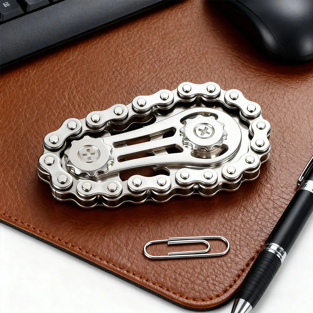 Metal Bike Chain Fidget Spinner – Anti-Stress Gyro Toy for Focus, Anxiety & Calm | CE Certified