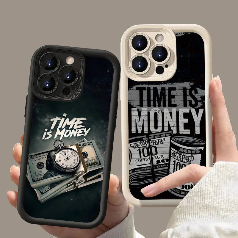 "Time is Money" iPhone Case – Soft TPU Cover for iPhone 17, 16, 15, 14, 13, 12, 11 & More
