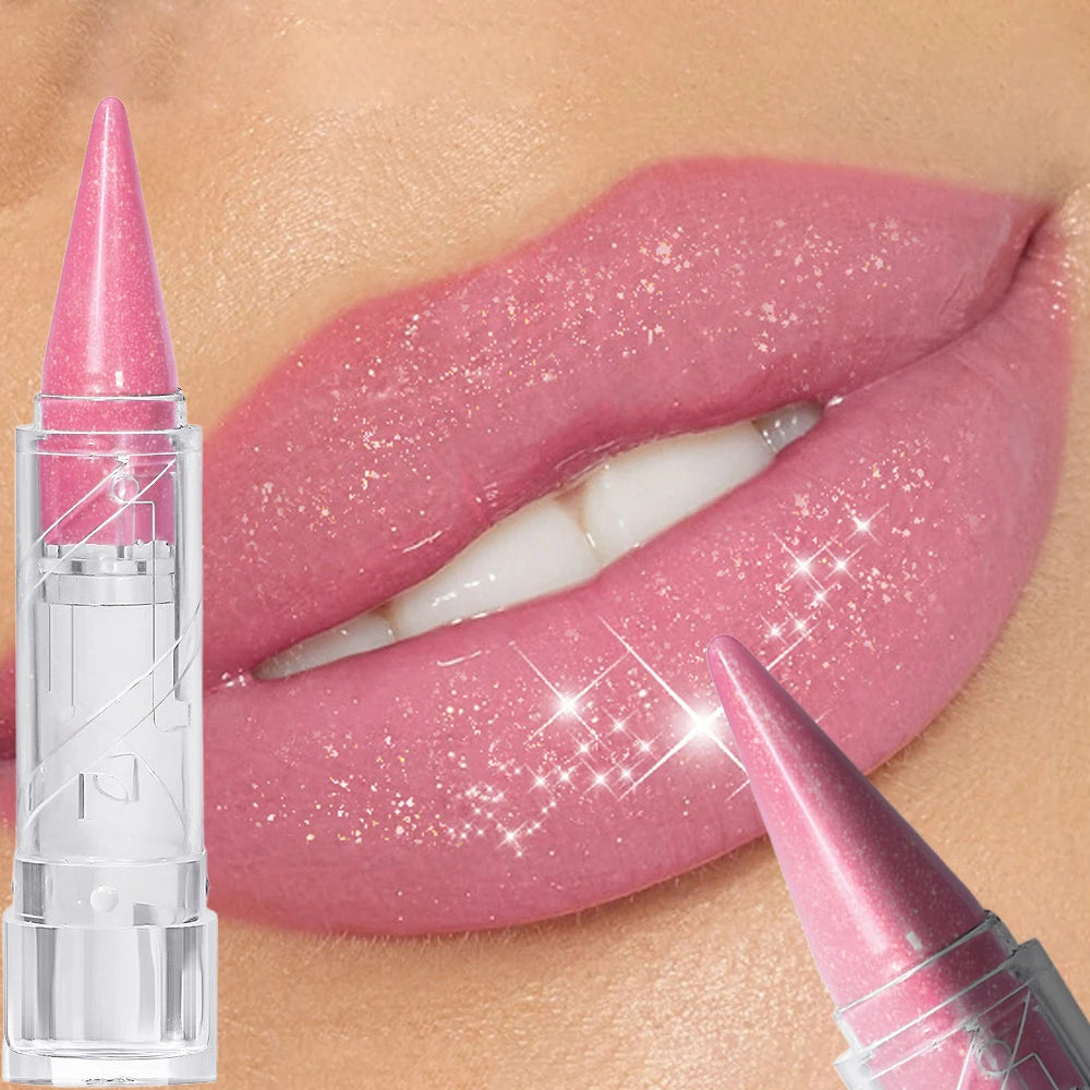 Pearlescent Brown Glitter Lipstick - Metallic Waterproof Matte Shimmer Velvet Finish
