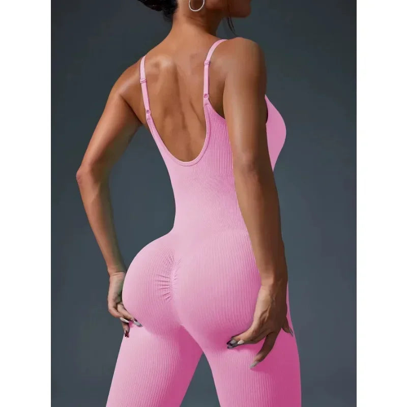 Women's Seamless Bodycon Yoga Jumpsuit - One-Piece Workout Set