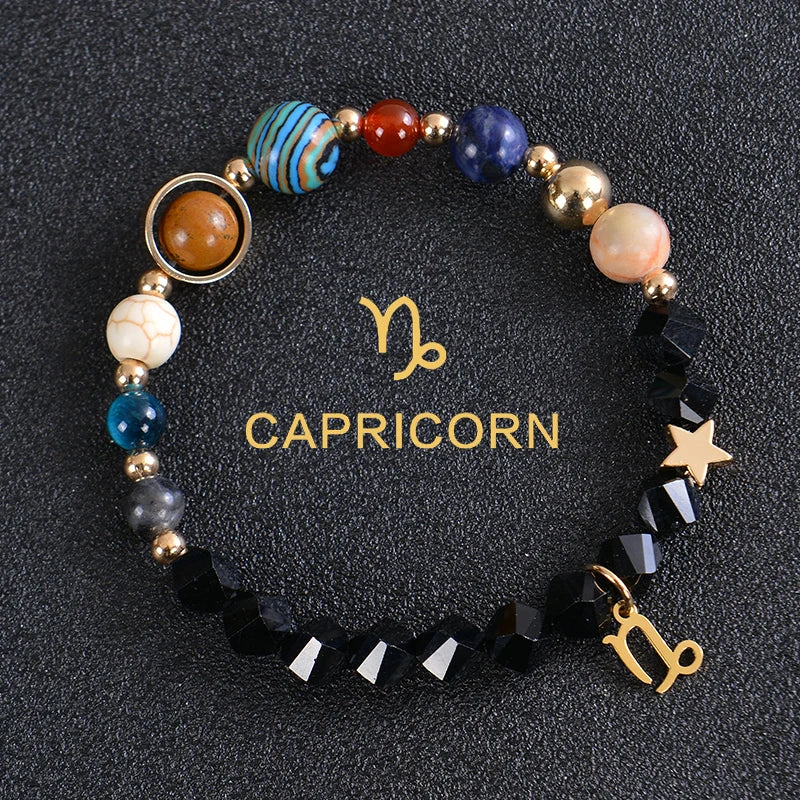 Zodiac Crystal Stone Bracelet for Women - 12 Constellation Charm Birthday Gift