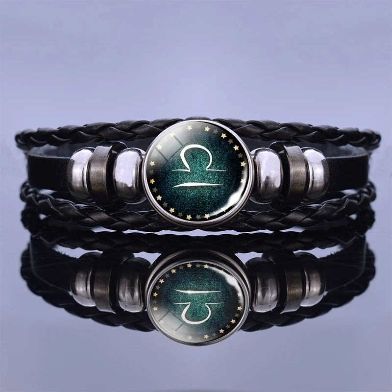 Zodiac Constellation Charm Bracelet - Multilayer Leather Bracelet for Men & Women