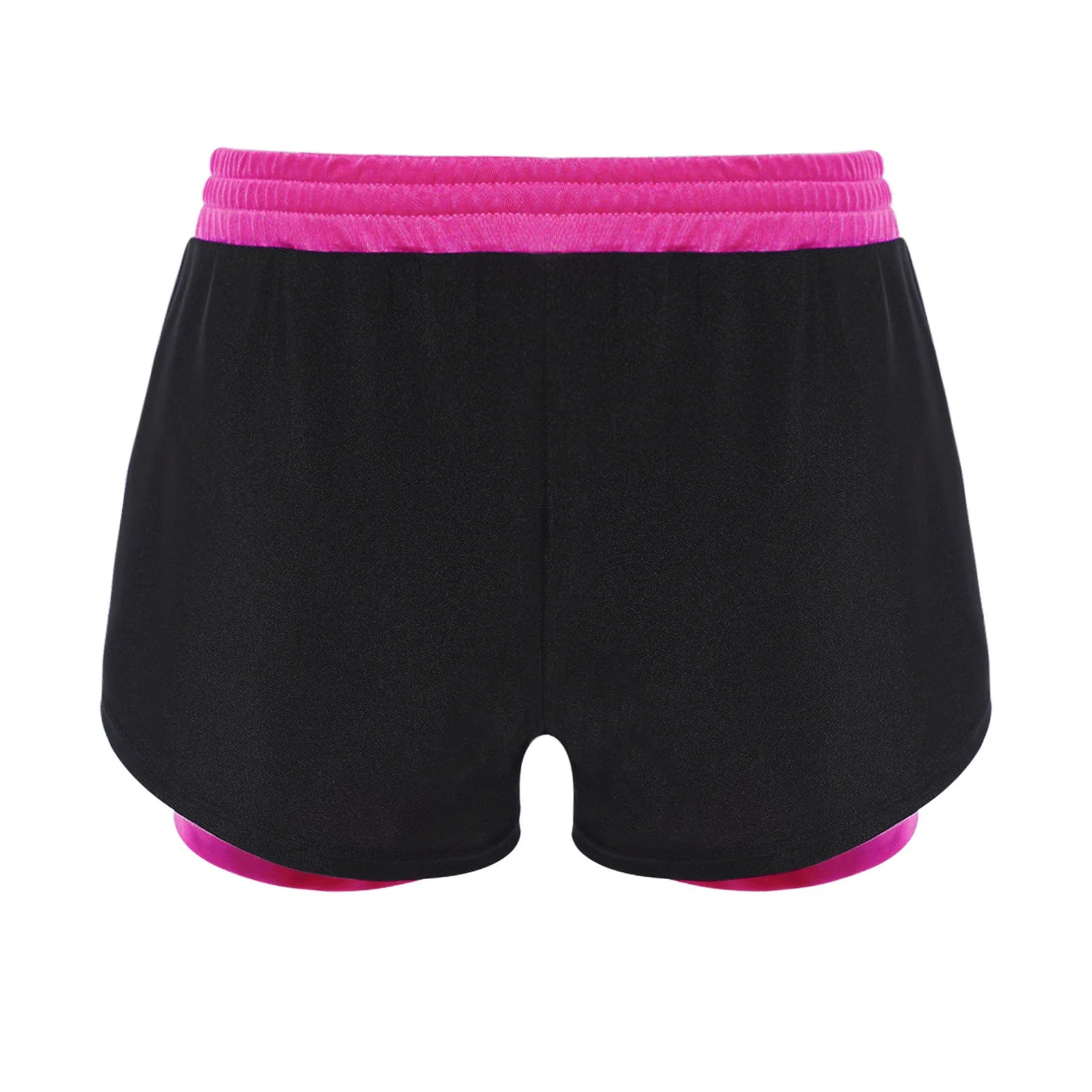 Girls Athletic Shorts - Double-Layer Sports Shorts for Yoga, Running & Workout (Ages 4-14)