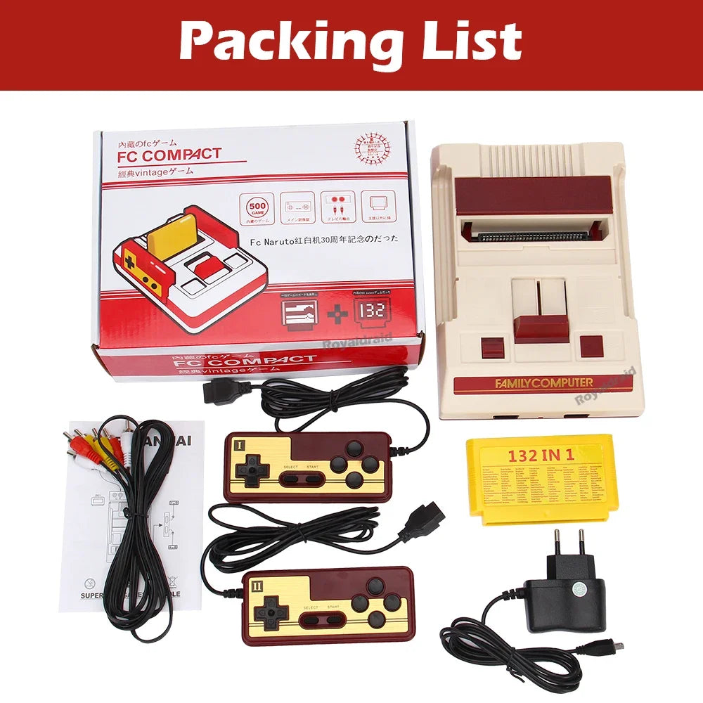8-Bit Retro Game Console - 500 Built-In Games with Cartridge Support