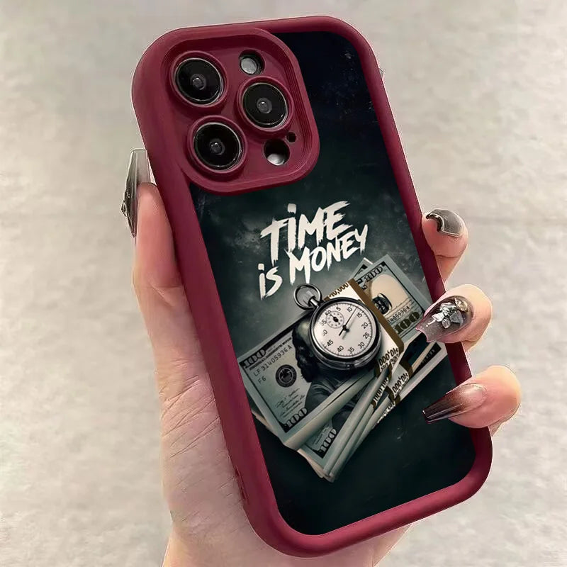 "Time is Money" iPhone Case – Soft TPU Cover for iPhone 17, 16, 15, 14, 13, 12, 11 & More