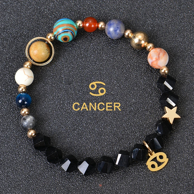 Zodiac Crystal Stone Bracelet for Women - 12 Constellation Charm Birthday Gift