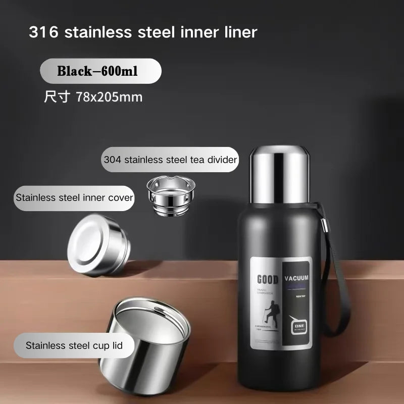 Large Insulated Thermos Tumbler - 600ml-2000ml Stainless Steel Water Bottle