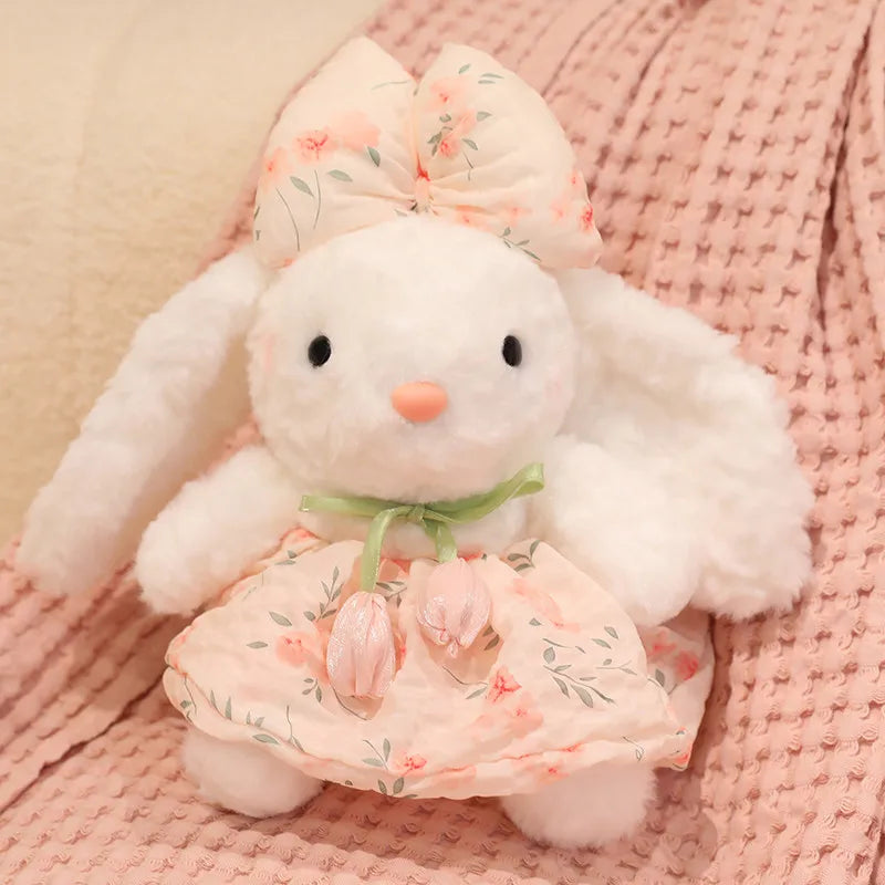 Lovely Rabbit Plush Toy Colorful Soft Cute Chiffon Bunny Dress Doll Appease Sleep Doll Birthday Gift