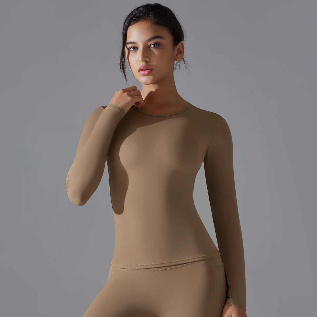 Women's Long Sleeve Yoga Shirt - Dry-Fit Workout Top for Gym, Running & Fitness