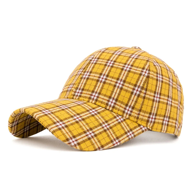 Retro Checkered Baseball Cap - Color-Blocked Snapback Hat for Casual Shopping & Dates