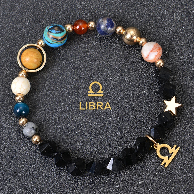 Zodiac Crystal Stone Bracelet for Women - 12 Constellation Charm Birthday Gift