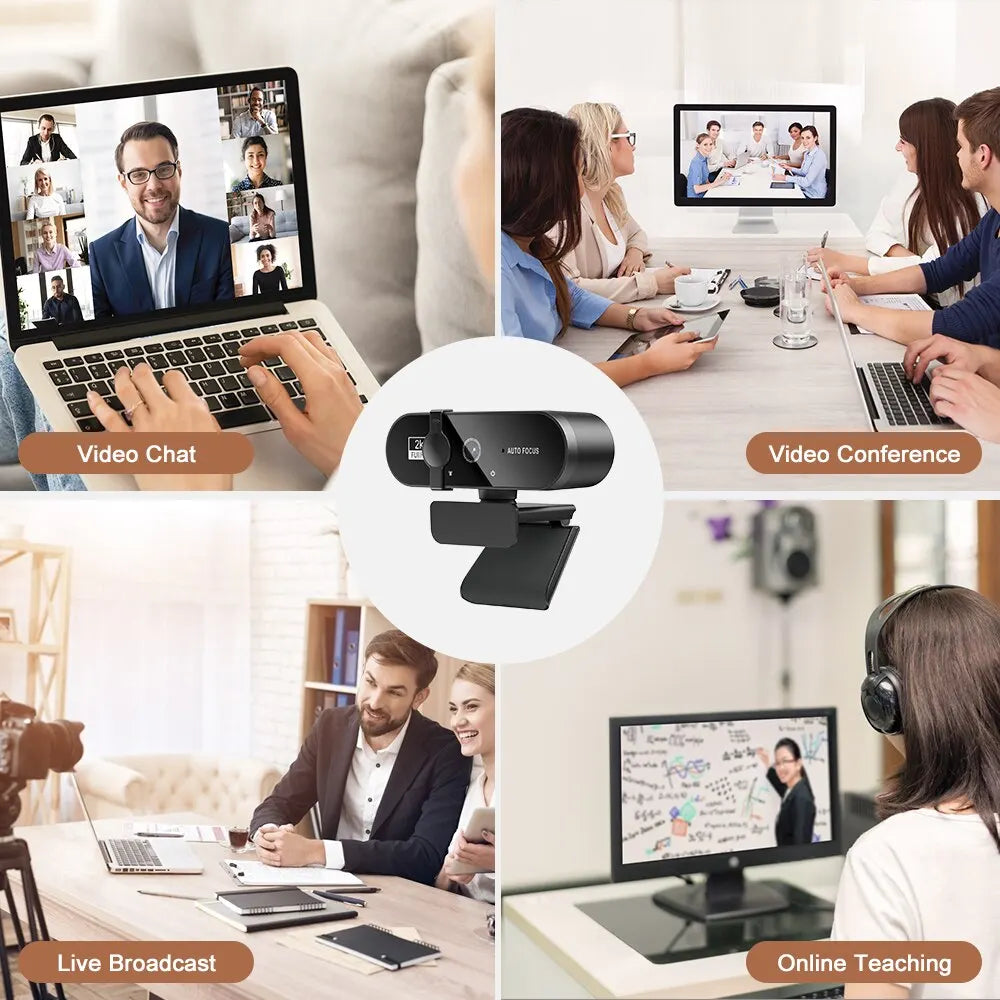 4K Webcam with Autofocus & Microphone - HD USB Camera for PC Laptop Streaming & Video Calls