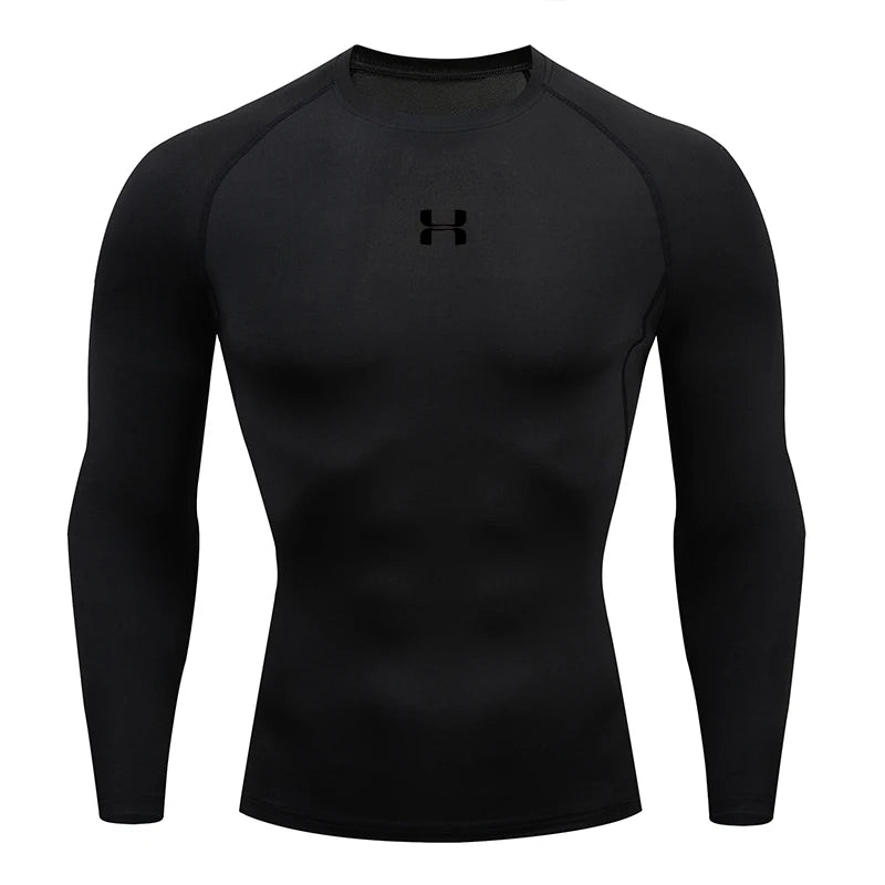 Men's Compression Long Sleeve Athletic Shirt - Running & Gym Performance Top