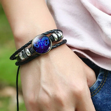 Adjustable Luminous Zodiac Bracelet - Glow-in-the-Dark PU Leather Spirit Bracelet