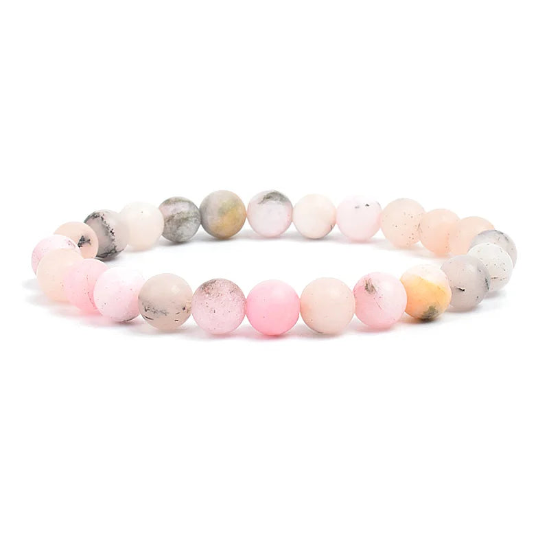 Natural Stone Beads Bracelet – Amethyst, Quartz, Jade & Agate Healing Bangle