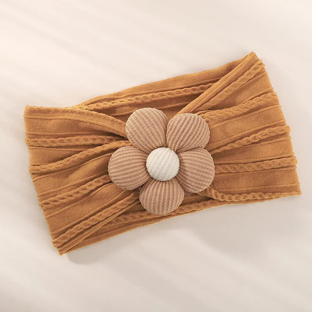 Baby Nylon Headscarf – Handmade Flower Elastic Headband for Newborns Ages 0–1