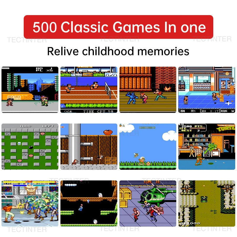 Portable Retro Mini Game Console - 8-Bit Handheld with 500 Built-In Games