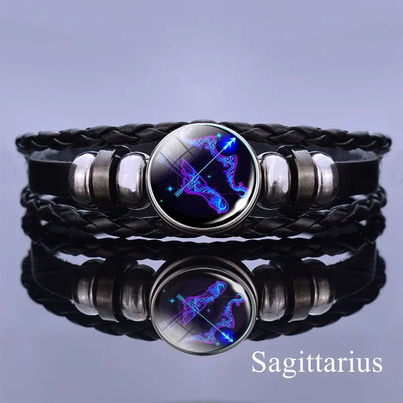 Zodiac Constellation Charm Bracelet - Multilayer Leather Bracelet for Men & Women