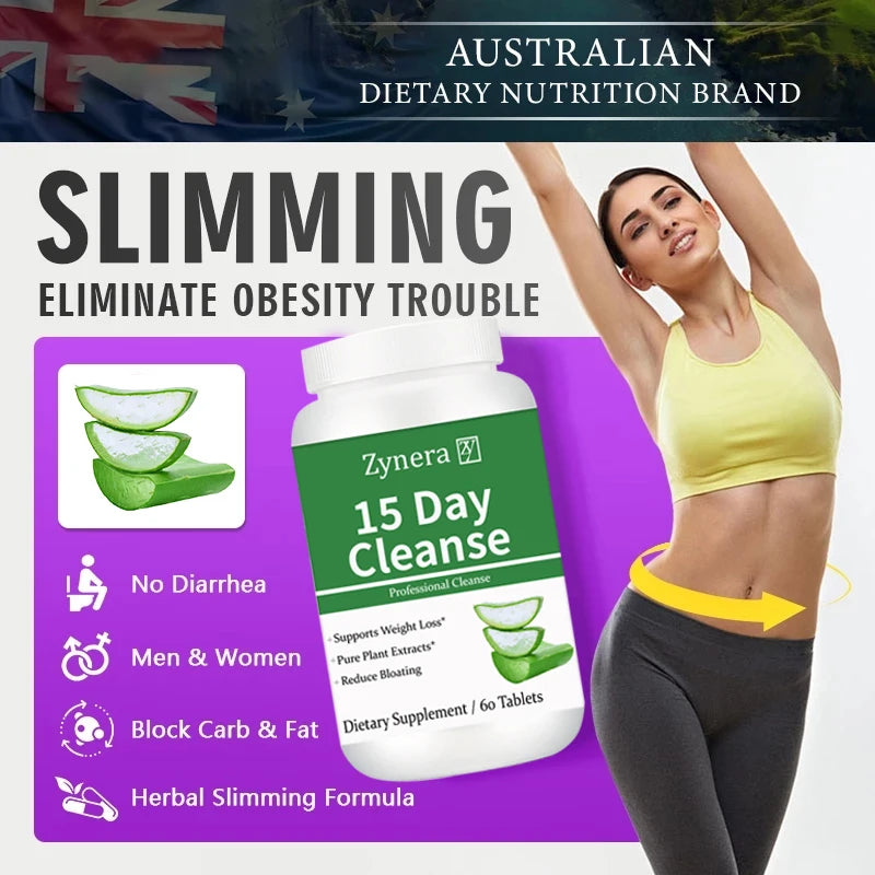 Aloe Vera Detox & Slimming Capsules - Powerful Fat Burner for Men & Women