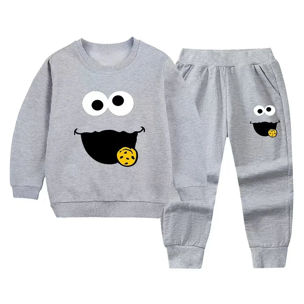 Kids Cartoon Tracksuit Set - 2-Piece Top & Pants for Boys & Girls (Ages 7-13)