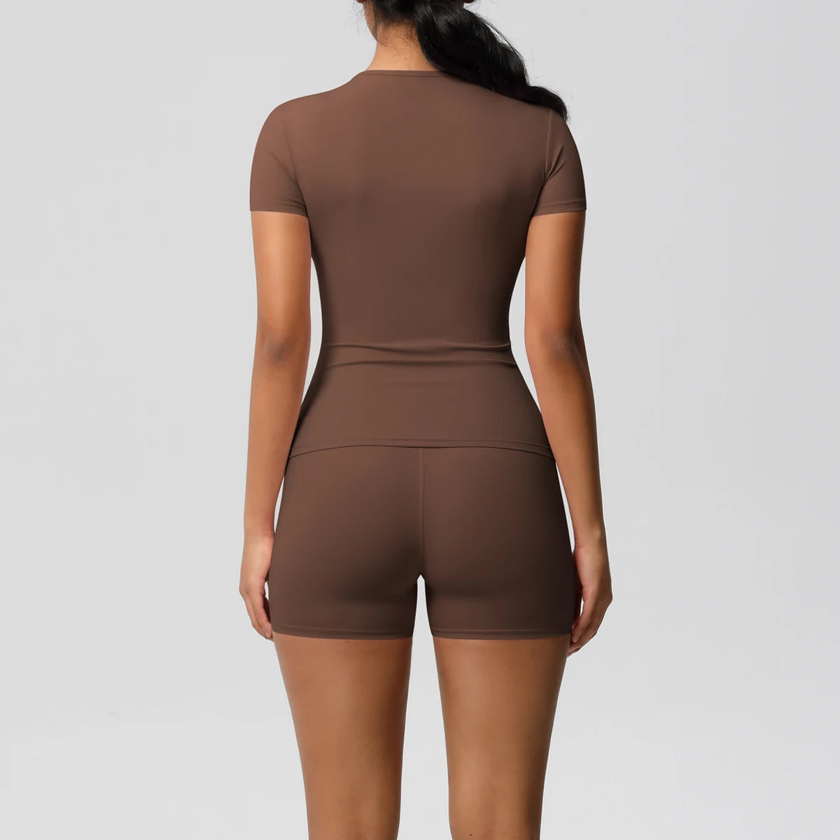 Women's 2-Piece Workout Set - Push-Up Shirt & High Waist Shorts for Yoga & Fitness
