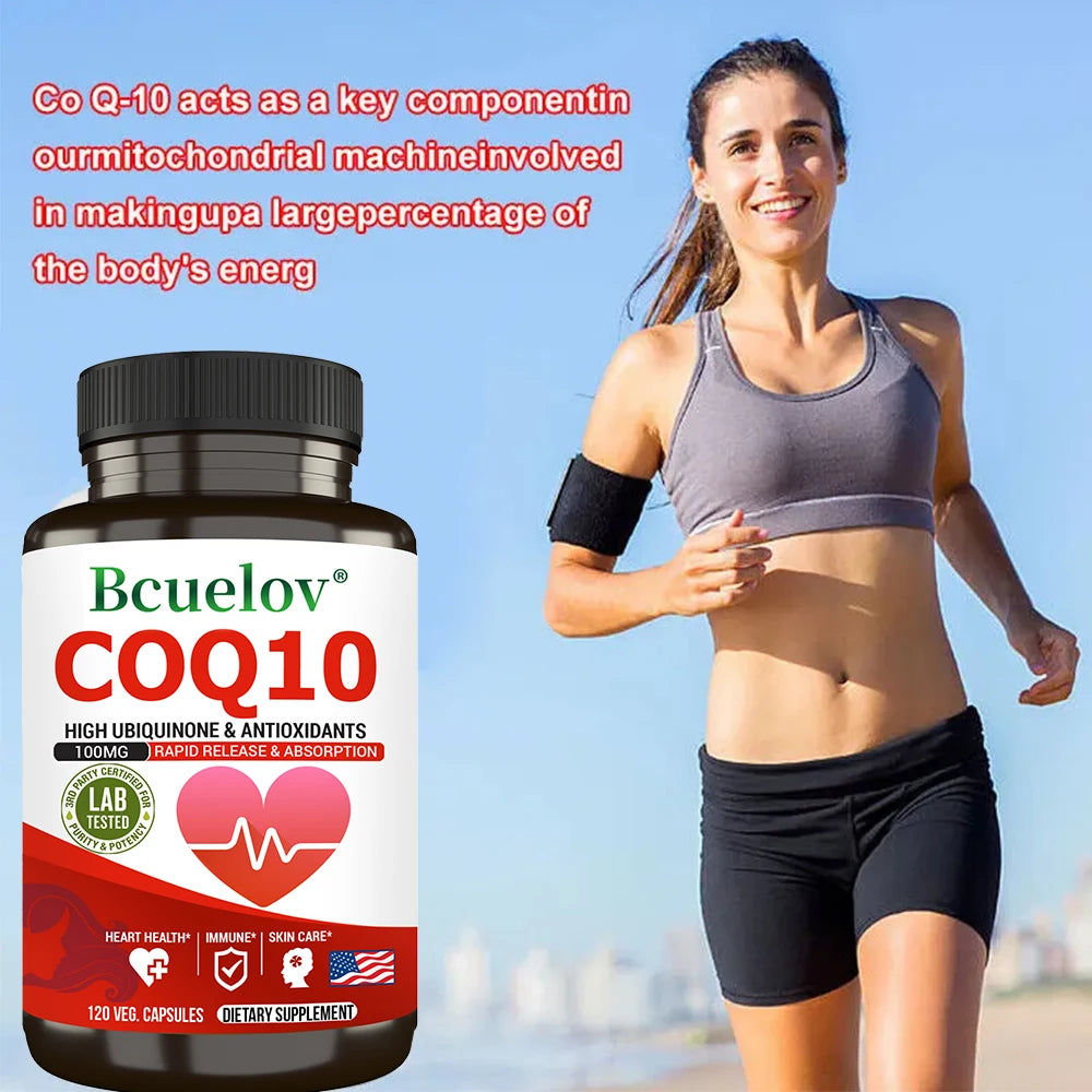 CoQ10 100mg High Absorption Supplement - Heart Health & Energy Support with Black Pepper Extract (120 Capsules)