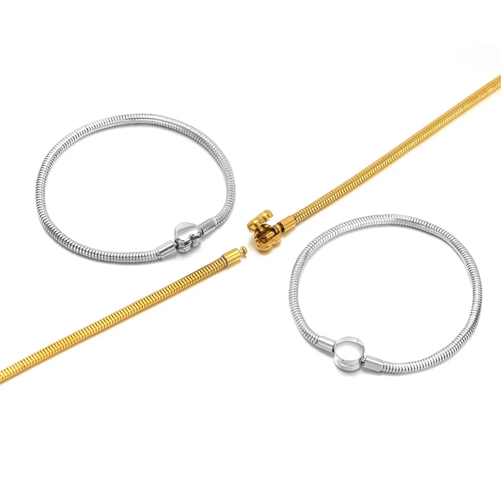 Stainless Steel DIY Bracelet Base with Heart Clasp - 20cm