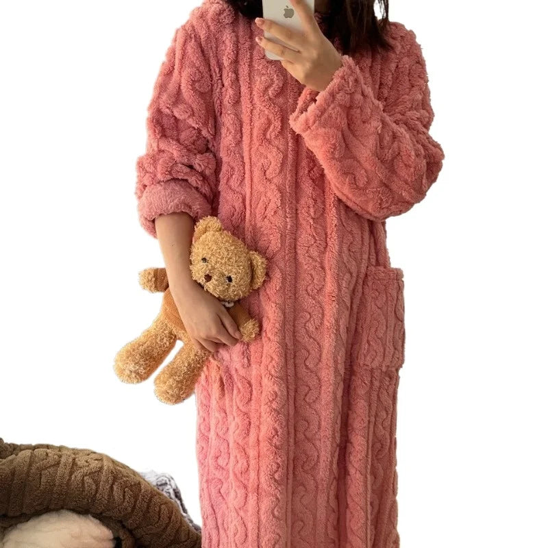 Plus Size Flannel Pajamas – Women’s Coral Velvet Nightwear