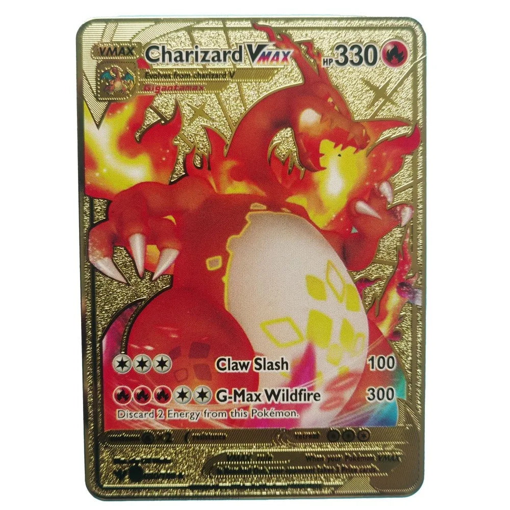 Pokemon Gold Metal Cards – 20 Styles Mewtwo, Pikachu GX & Charizard VMAX Set