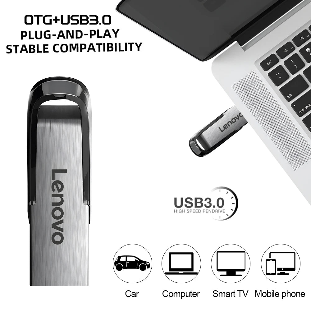 Lenovo 512GB USB 3.0 Flash Drive - High Speed Metal Pendrive Storage