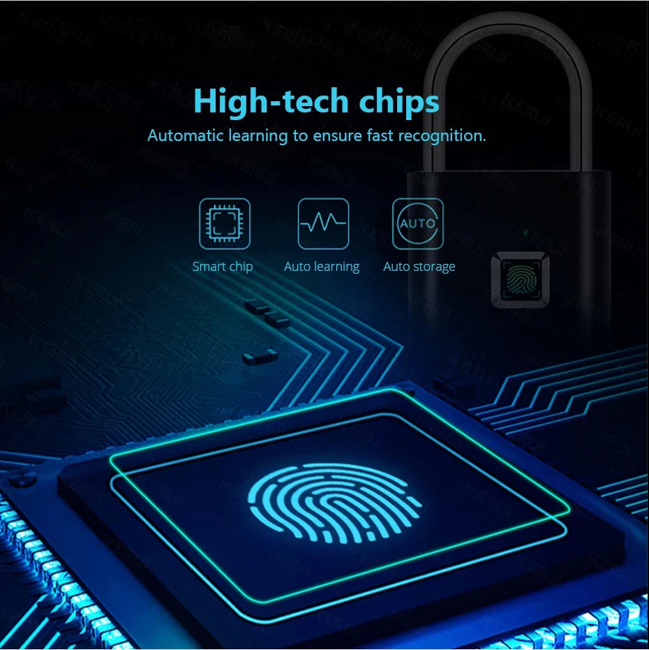 Smart Fingerprint Padlock - USB Rechargeable Keyless Lock