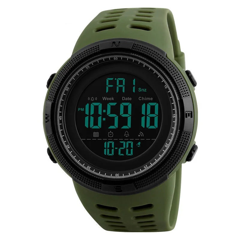 Men's Digital Sports Watch - Military Style LED Multifunction Wristwatch