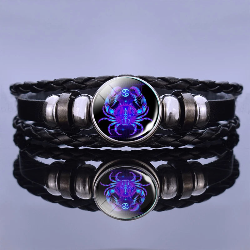 Zodiac Constellation Charm Bracelet - Multilayer Leather Bracelet for Men & Women