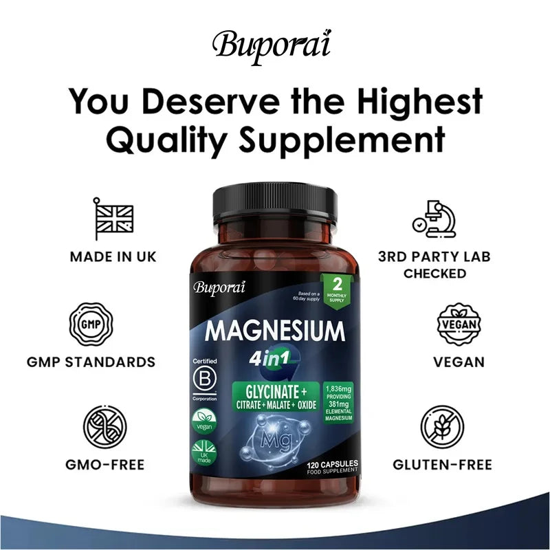 Magnesium 4-in-1 Complex - Sleep, Muscle Relaxation & Stress Relief Support