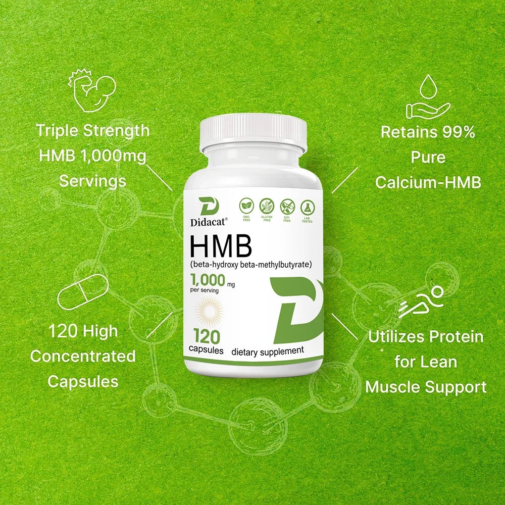HMB 1000mg + Vitamin D3 - Muscle Growth, Lean Mass & Recovery Supplement