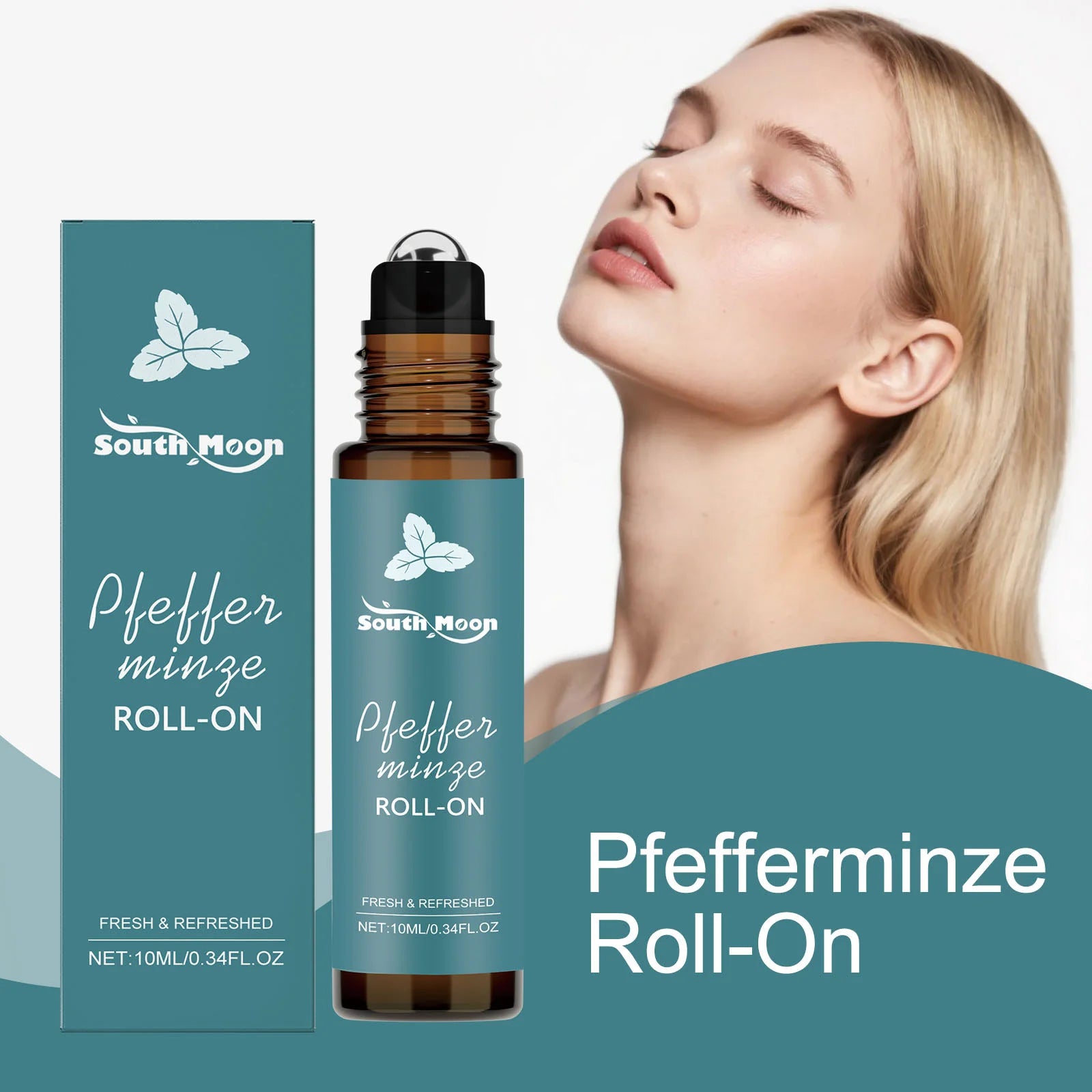 Peppermint Essential Oil Roller - Portable Refreshing Aromatherapy for Relaxation & Massage